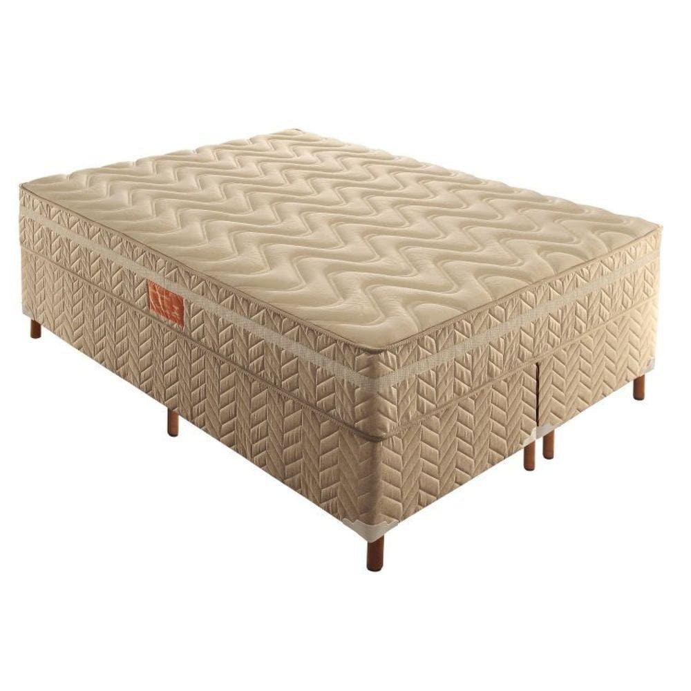 Box Queen Florença 42x158x198cmcom Colchão Queen Molas Ensacadas Júlia 28x158x198cm Rustico Bege