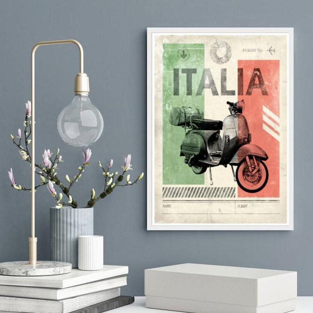 Quadro Decorativo Vintage Vespa Itália 45X34Cm