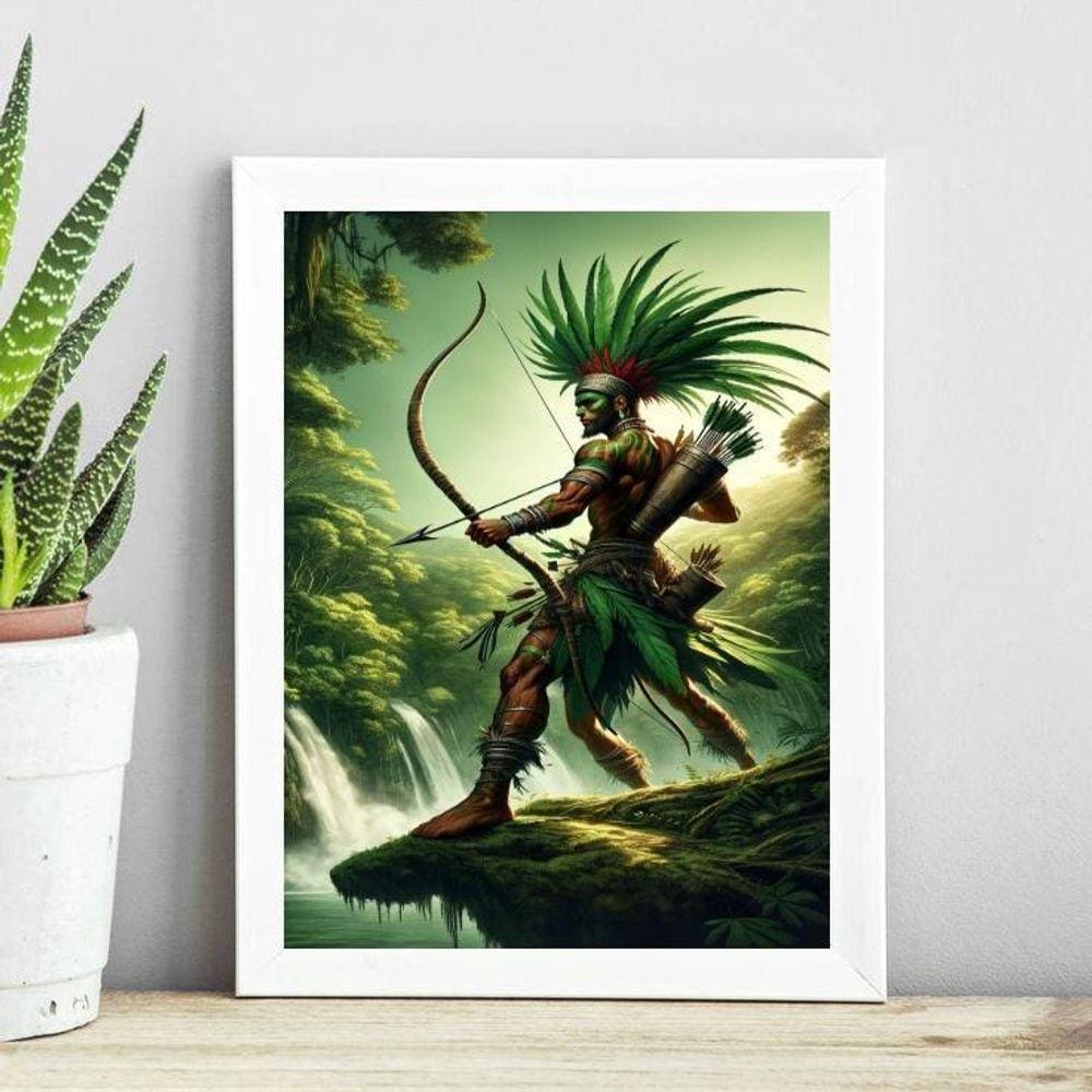 Quadro Candomblé Oxossi Guerreiro 24X18Cm