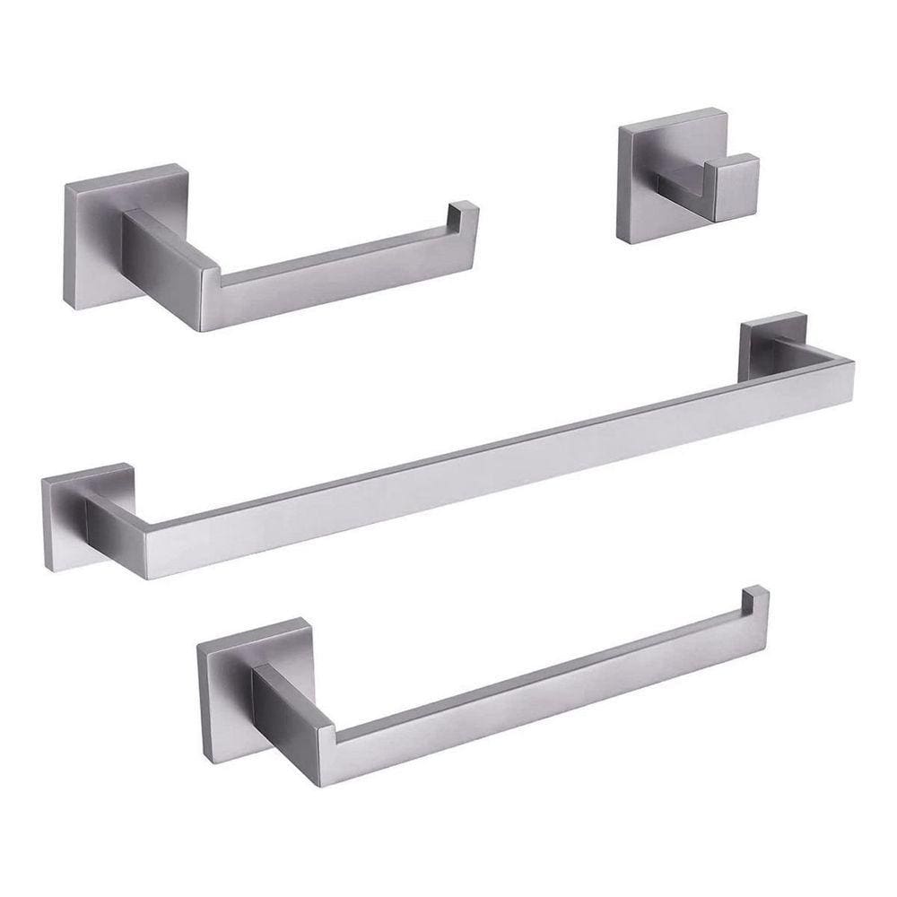 Kit Acessórios Para Banheiro Luxo Prata Inox Aço Escovado
