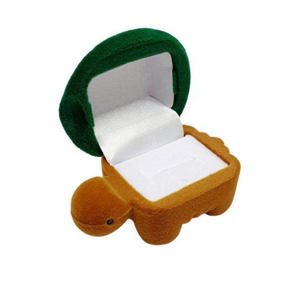 Estojo Caixinha Veludo Formato Tartaruga Para Jóias