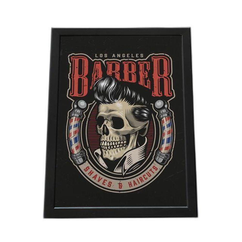 Quadro Com Moldura Barber Los Angeles Caveira