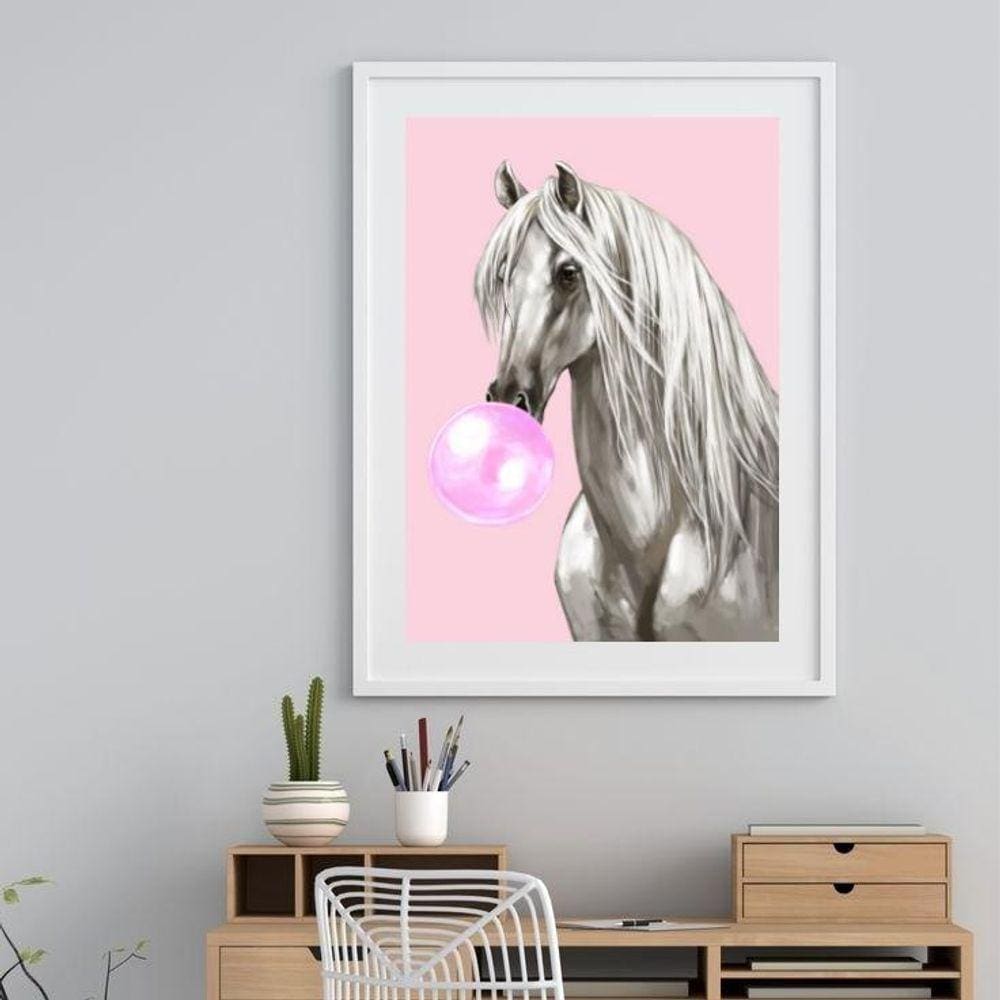 Quadro Cavalo Bubble Gum - 60X48Cm
