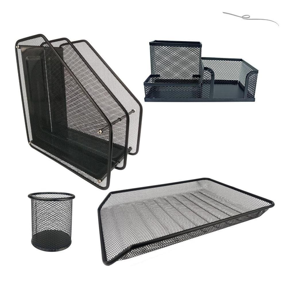 Kit Porta Caneta Bandeja Arquivo Organizador Mesa Escritório