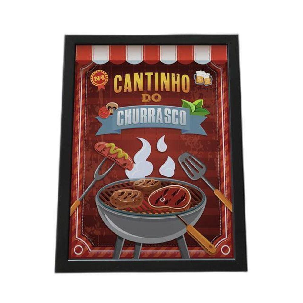 Quadro Com Moldura Cantinho Do Churrasco Com Desenho
