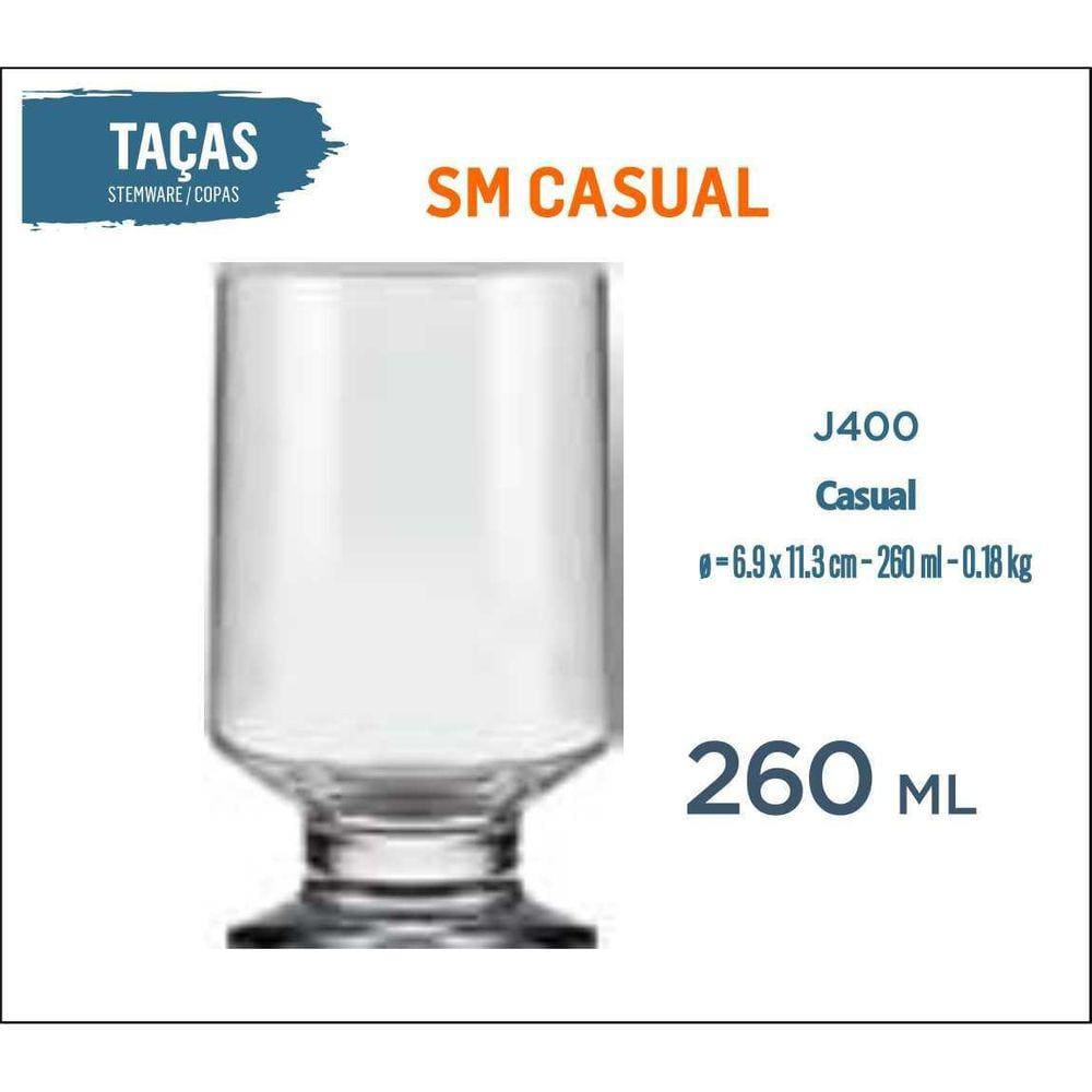 24 Copos Casual 260Ml - Água - Refrigerante - Suco - Batida