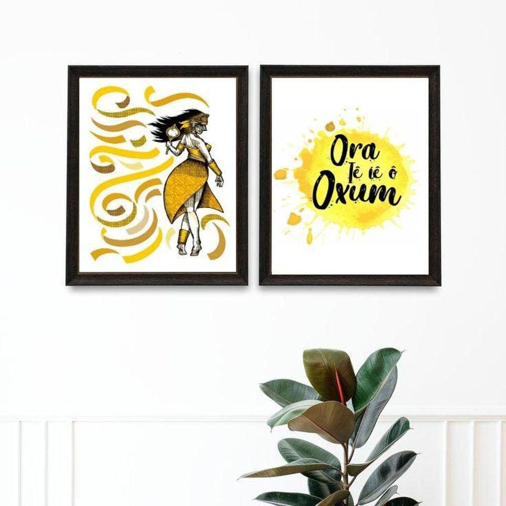 Kit 2 Quadros Orixá Oxum - Saudação 33X24Cm - Com Vidro
