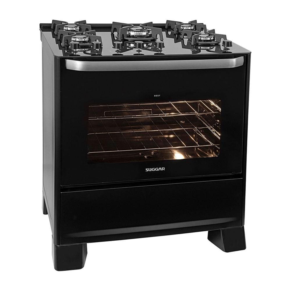 Fogão Best Glass 5 Queimadores Preto Bivolt FGVBG510PT Suggar