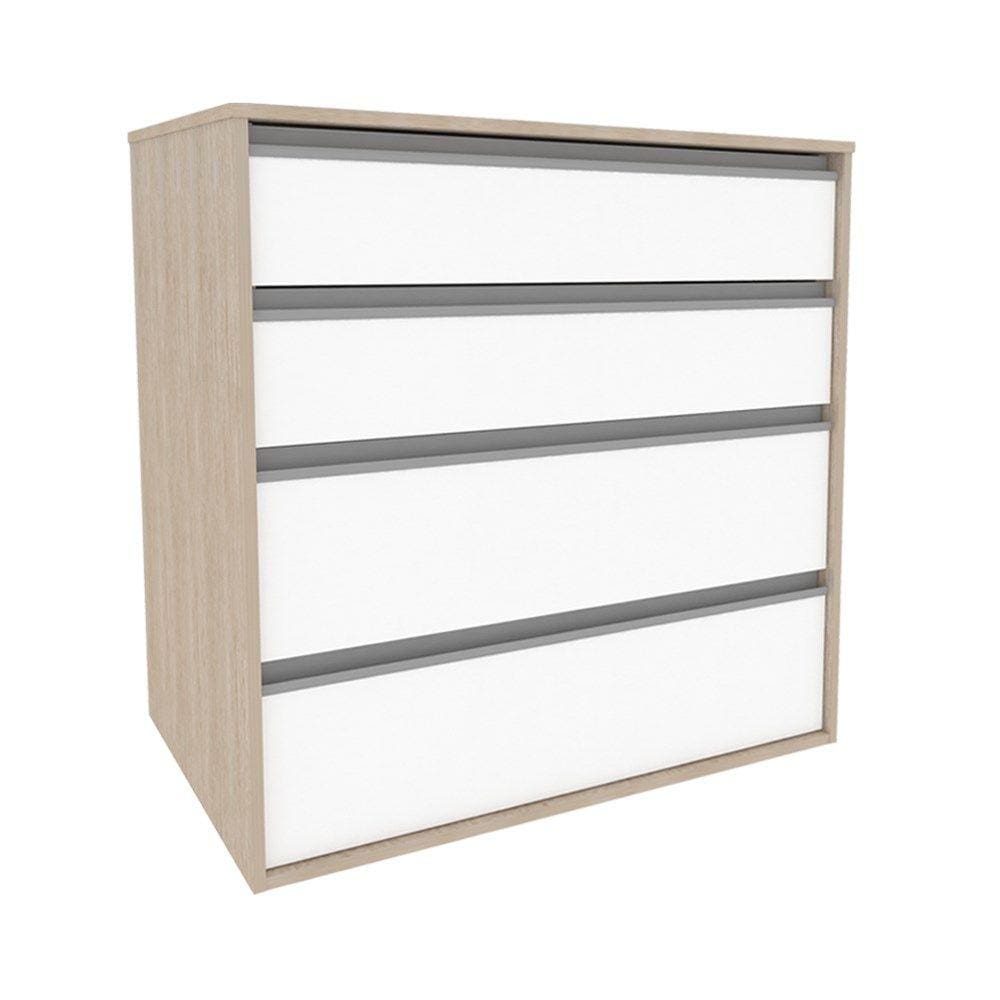 Comoda 4 Gavetas CO19 Noce Branco NOVAM