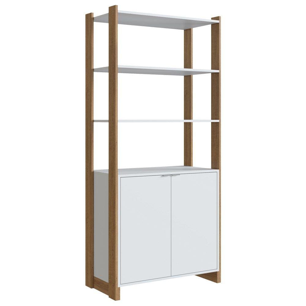 Estante Armario Multiuso 2 Portas e 4 Prateleiras Mell Branco EY202 NOVAM