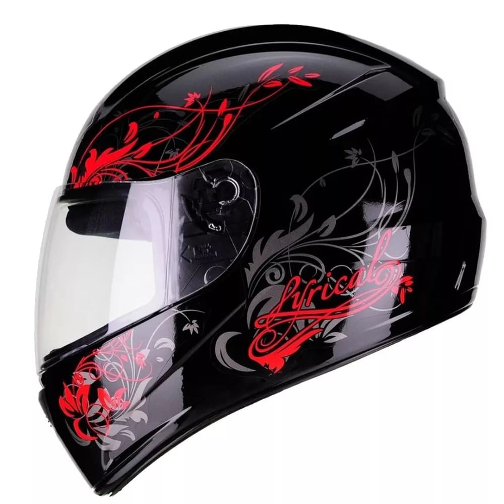 Capacete Feminino Fly F9 Lyrical Preto Brilhante Vermelho