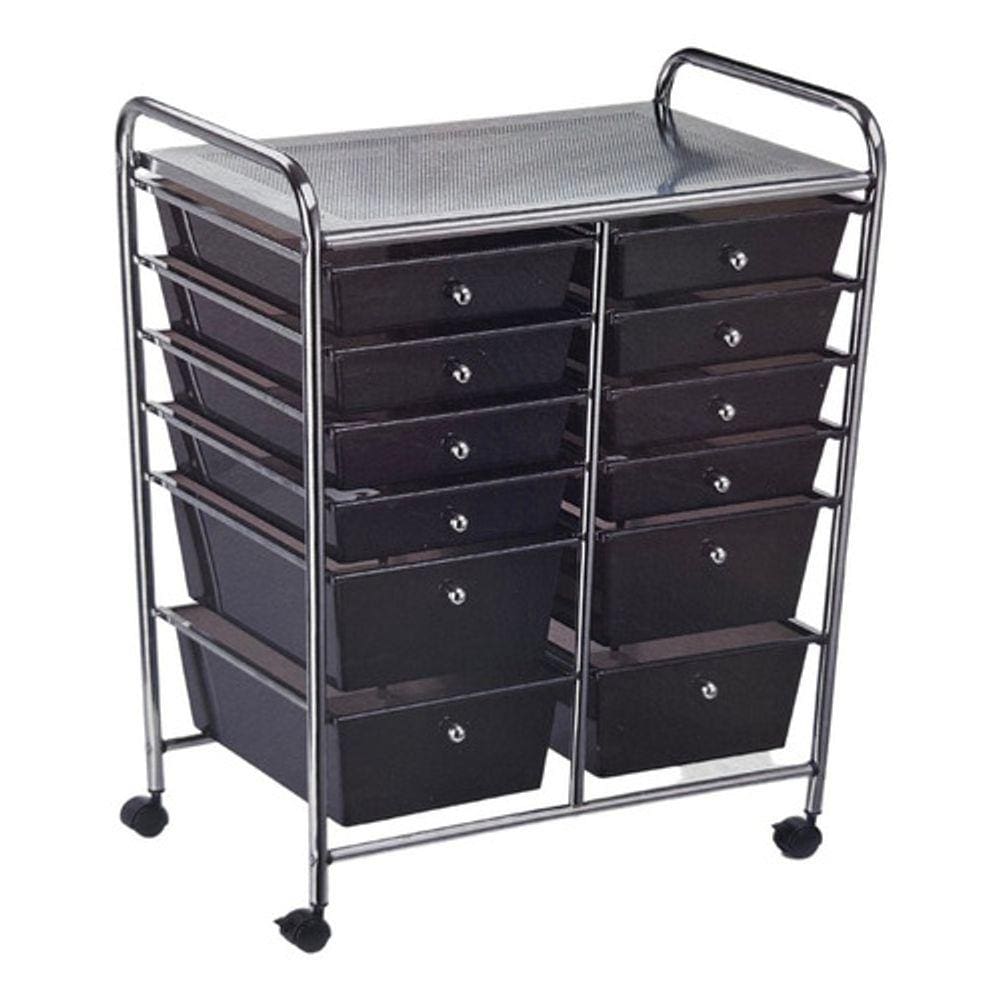 Carrinho Organizador 80x64x40cm Inox Multiuso 12 Gavetas