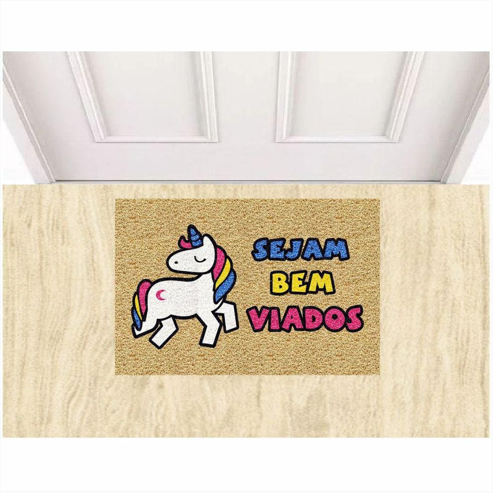 Tapete Capacho Decorativo Unicórnio Sejam Bem Viados 60X40cm