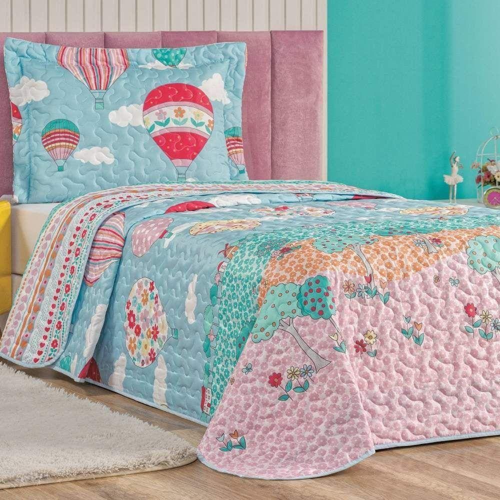 Colcha Solteiro Bouti Kids Dupla Face Estampado 2 Peças Balão