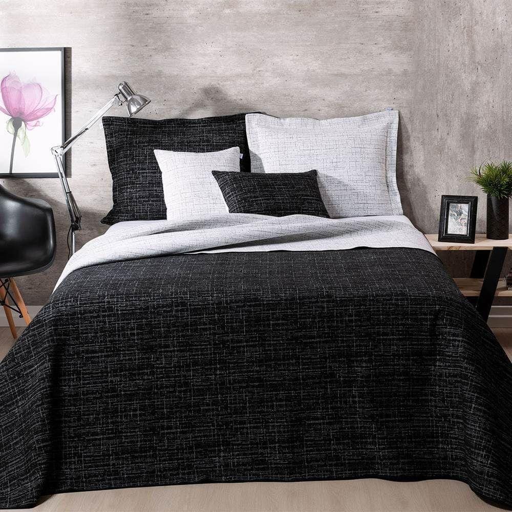 Colcha Queen Jacquard Dual Dupla Face 5 Peças Preto