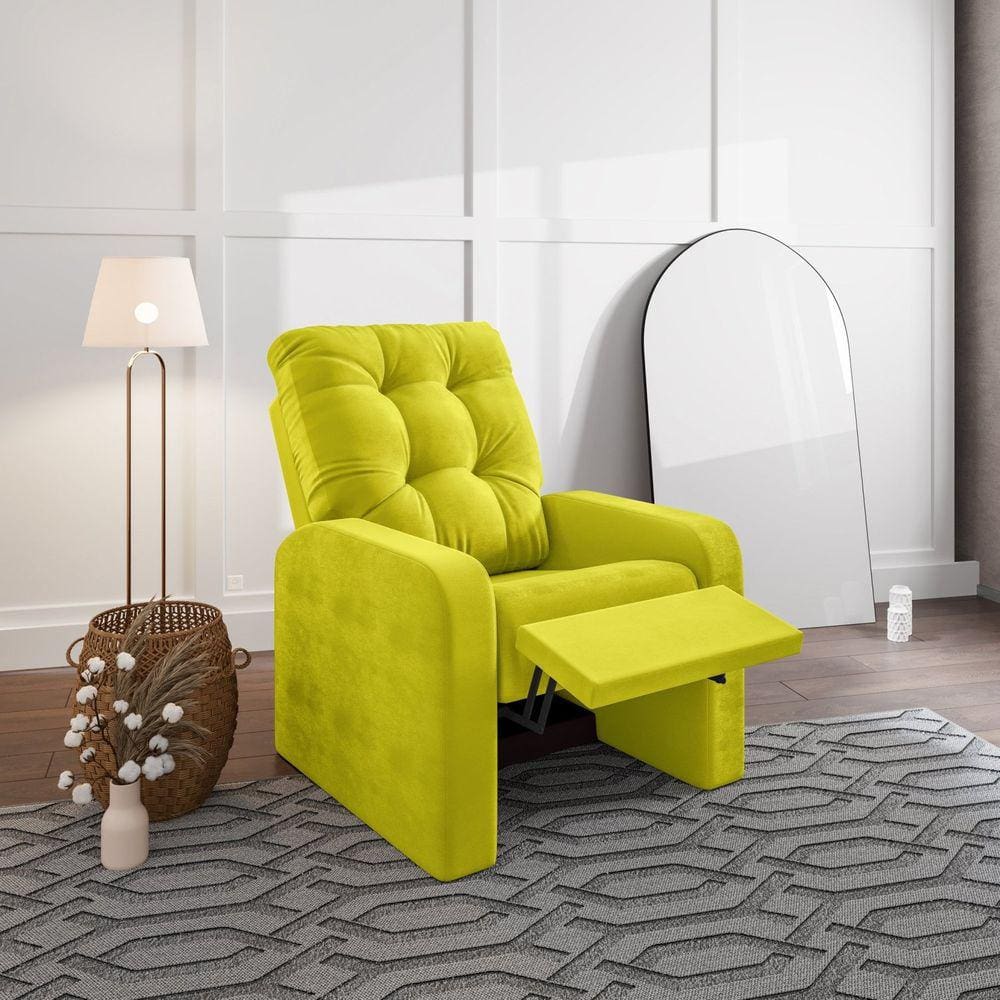 Poltrona Reclinável do Papai em Suede Amarelo
