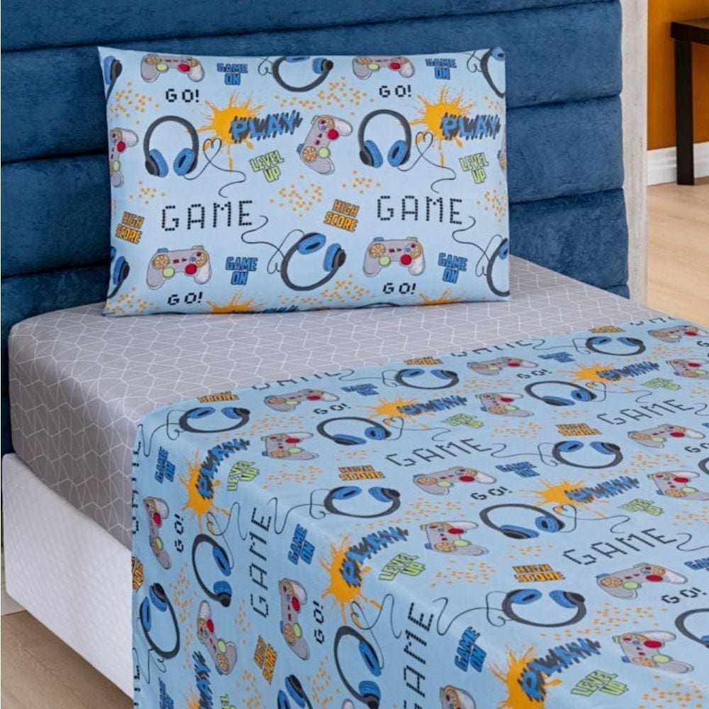 Jogo De Lençol Solteiro Bouti Kids Estampado 3 Peças Game