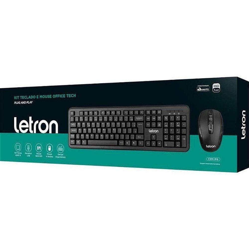 Teclado Usb Letron Office Tech S/Fio Pt