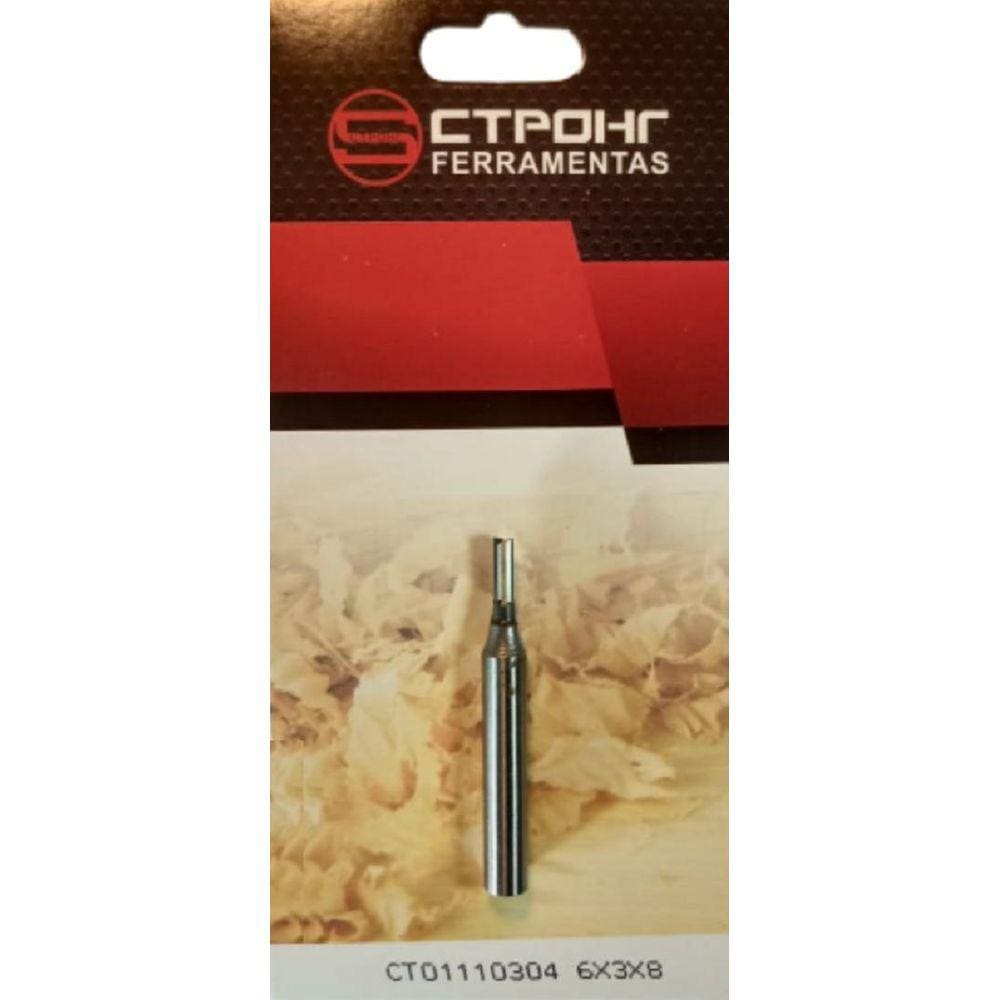 Fresa Reta Com Topo Metal Duro Haste 6Mm Corte 3Mm X 8Mm