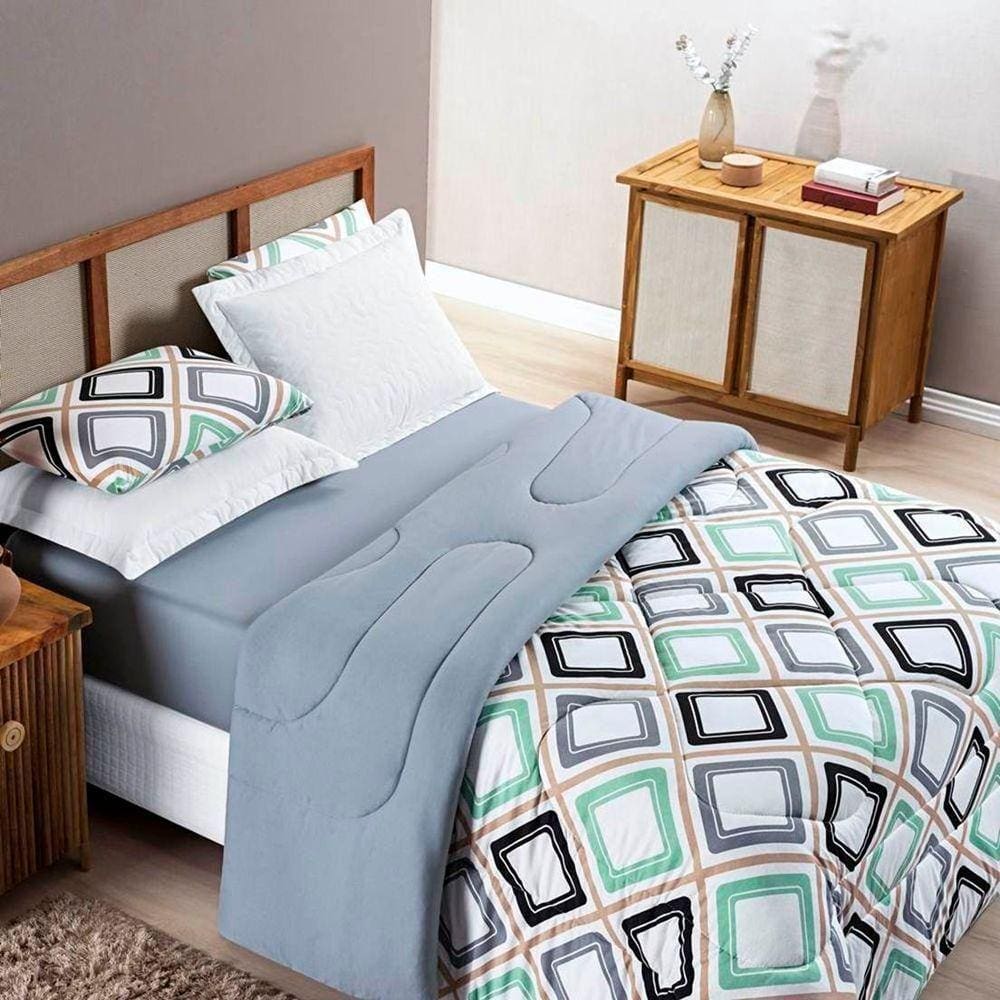 Edredom Casal Padrão Dupla Face Quality Malha 100% Algodão 1 Peça Harmony