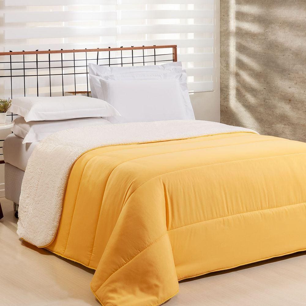 Edredom Queen Coberdrom Flupy Percal-sherpa 1 Peça Amarelo