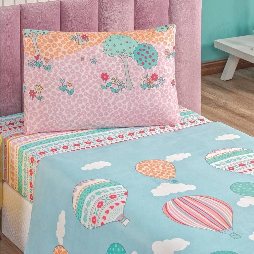 Jogo De Lençol Solteiro Bouti Kids Estampado 3 Peças Balão