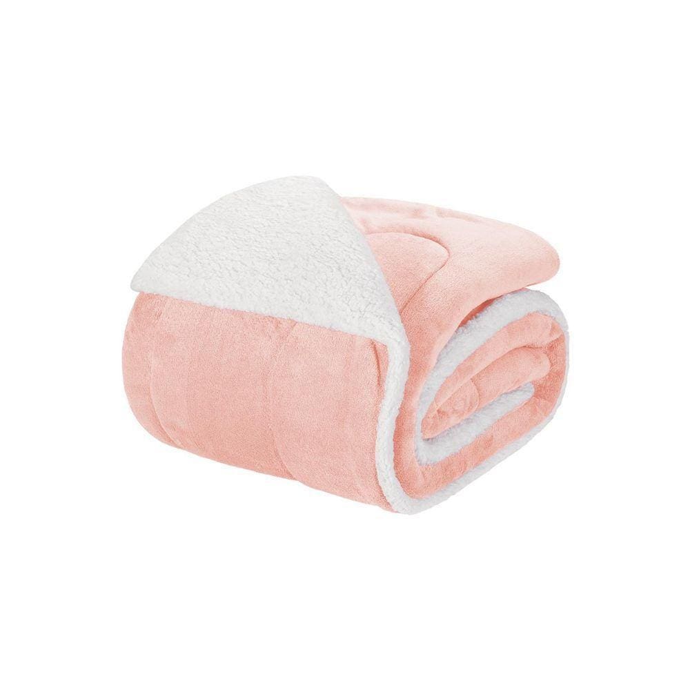 Edredom Queen Coberdrom Noruega Sherpa-mantinha 1 Peça Rosa