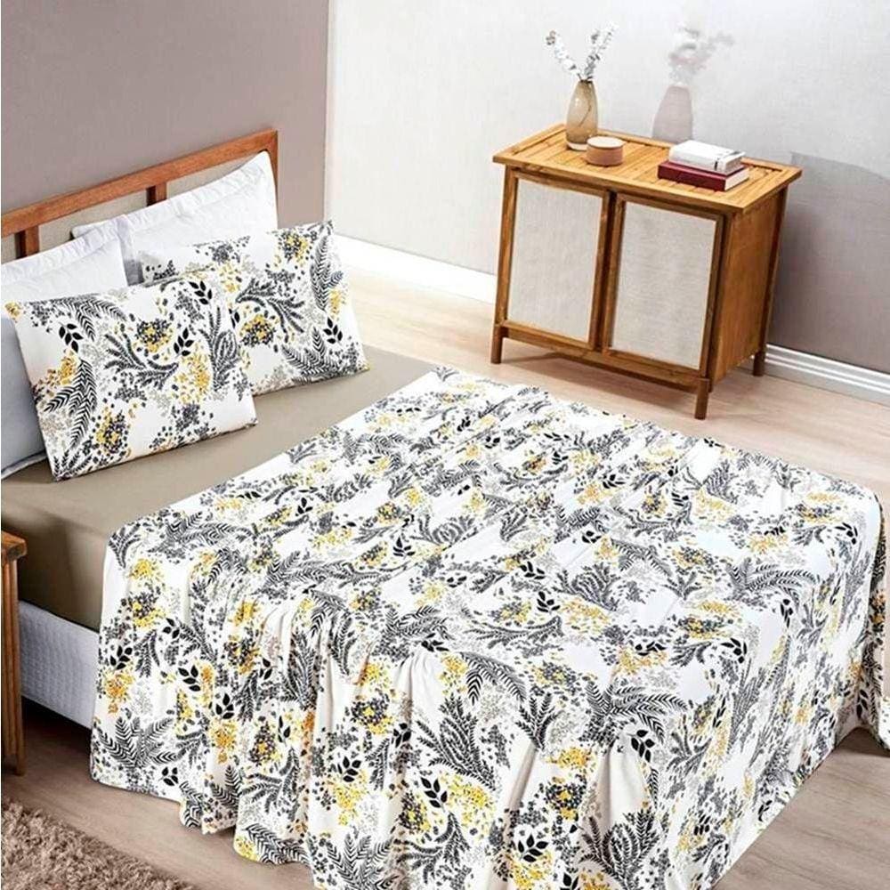 Jogo De Lençol King Quality Malha 100% Algodão Estampado 4 Peças Blossom