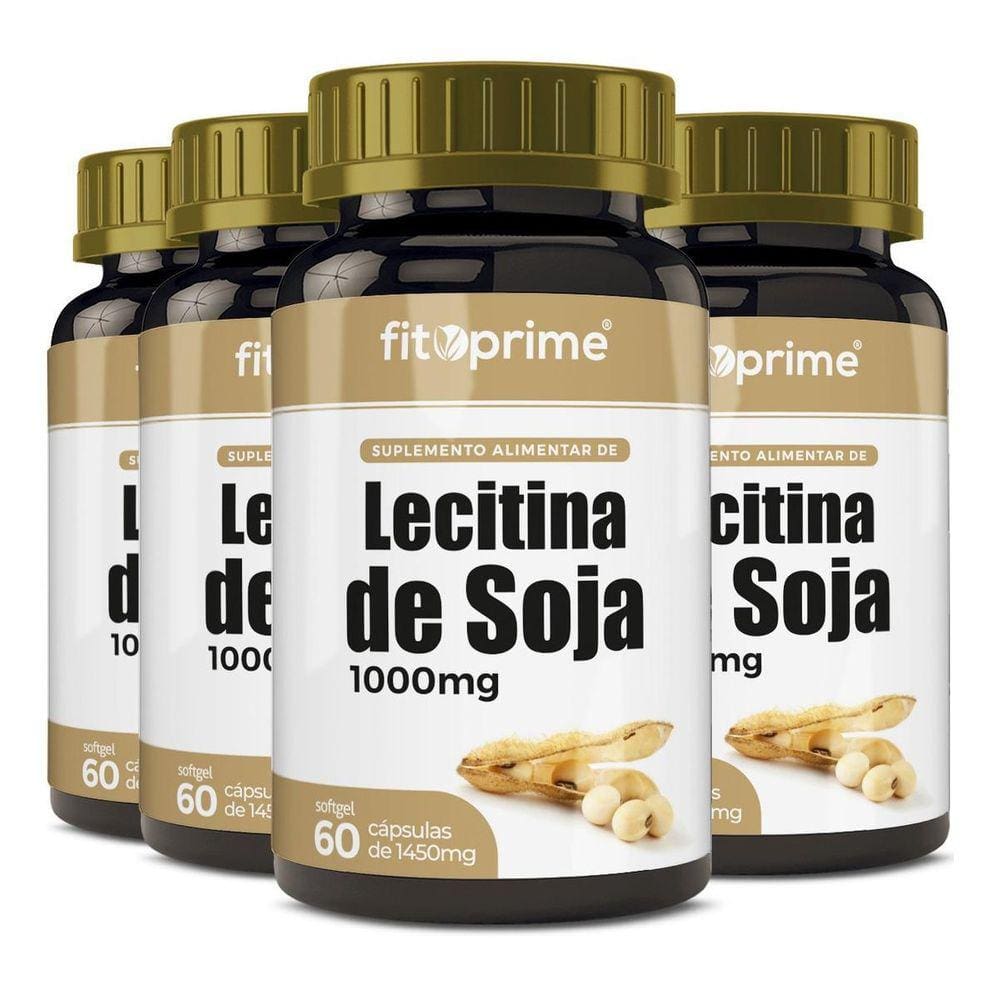 Kit 4 Lecitina De Soja 1000Mg 60 Cápsulas Fitoprime