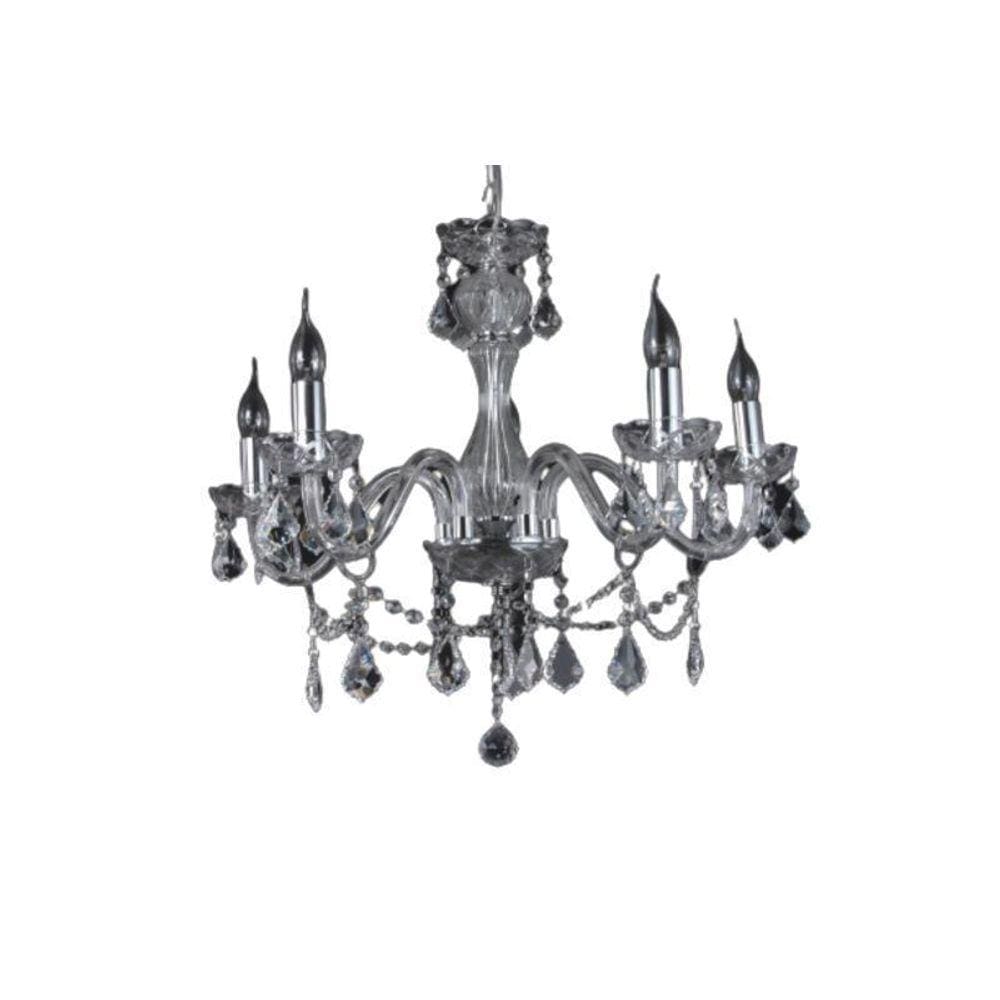 Lustre Pendente Harmonia Cristal 5 Braços Para Led 64 Cm