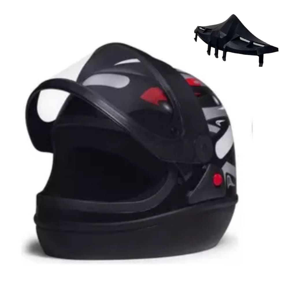 Capacete San Marino Automático Grafic Preto Com Narigueira