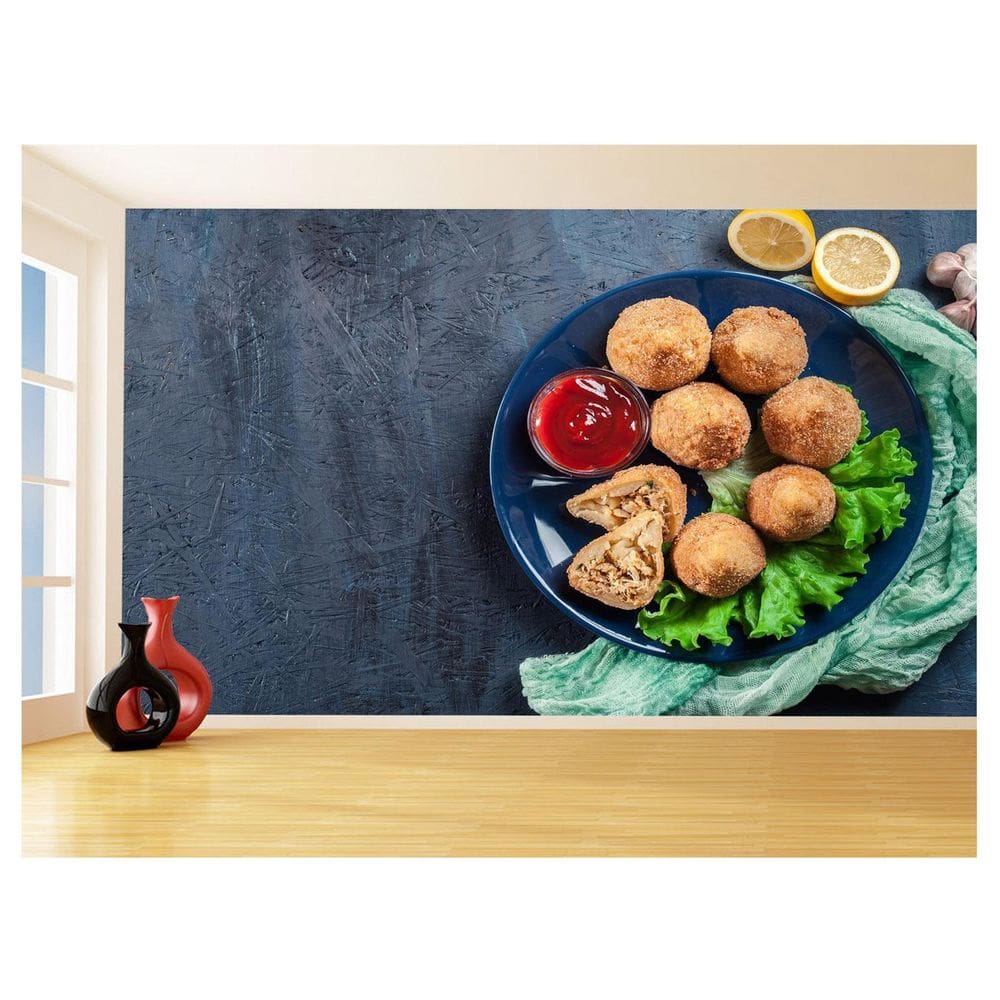 Papel De Parede Alimentos Salgados Coxinha Bar 3,5M Al524