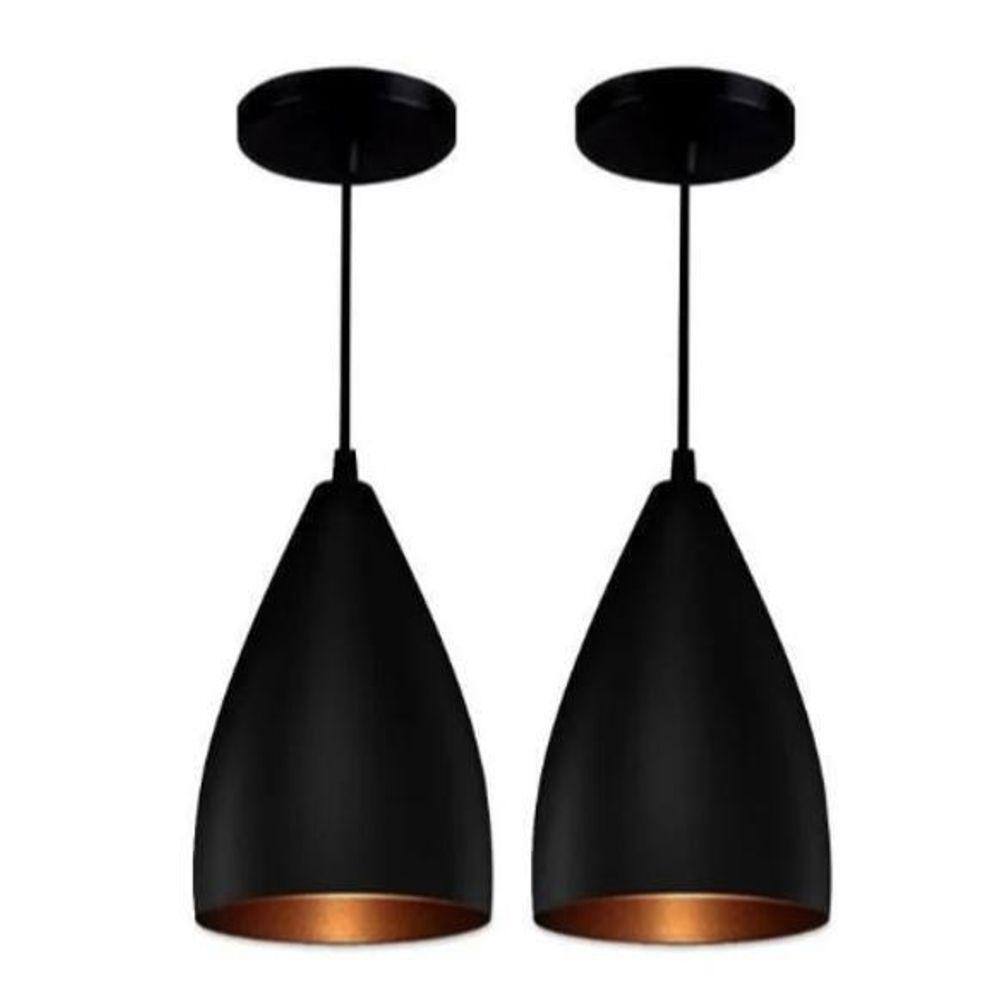 Kit 2 Pendente Vegas Preto E Cobre