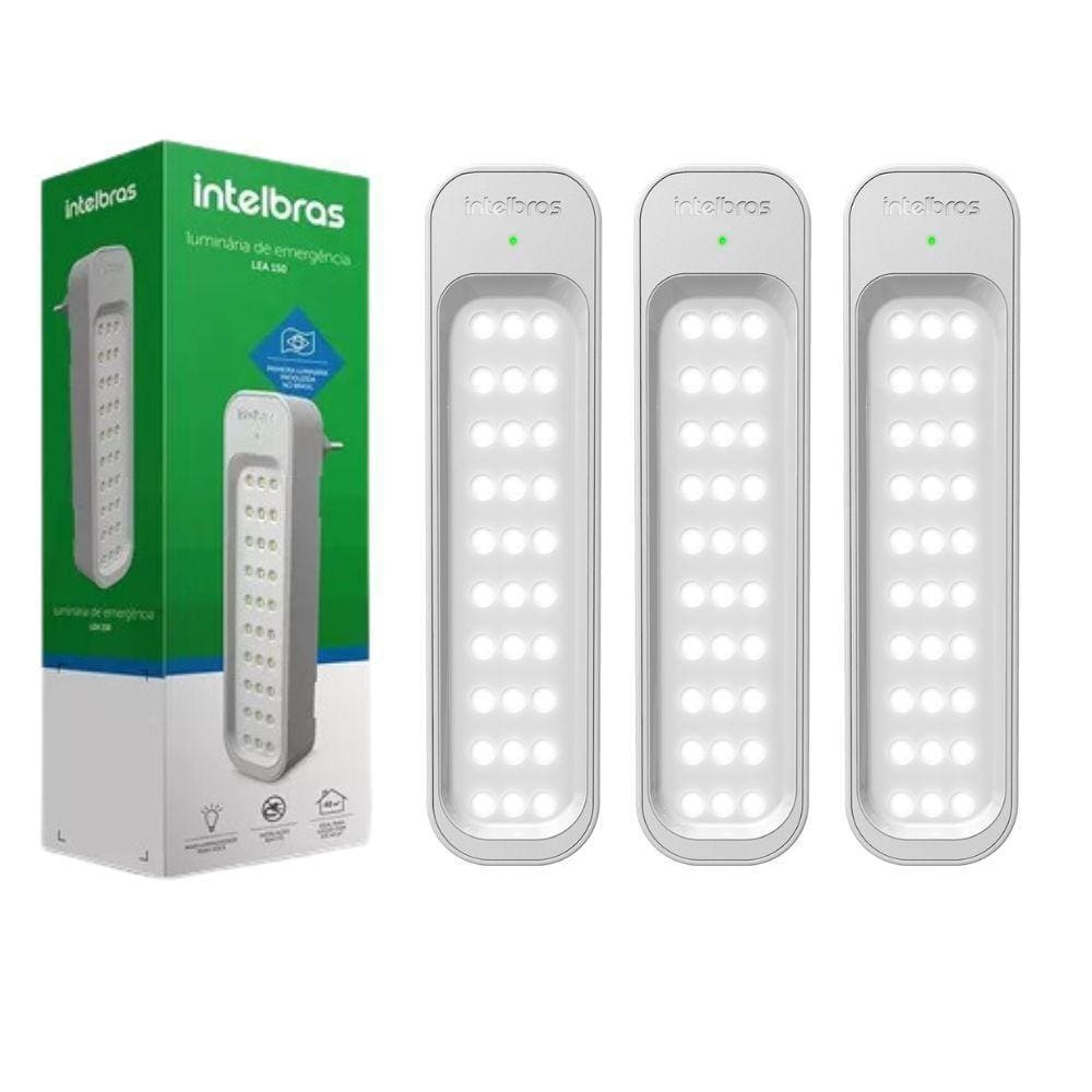 Kit 3 Luminárias De Emergência Intelbras Lea 150 Bivolt