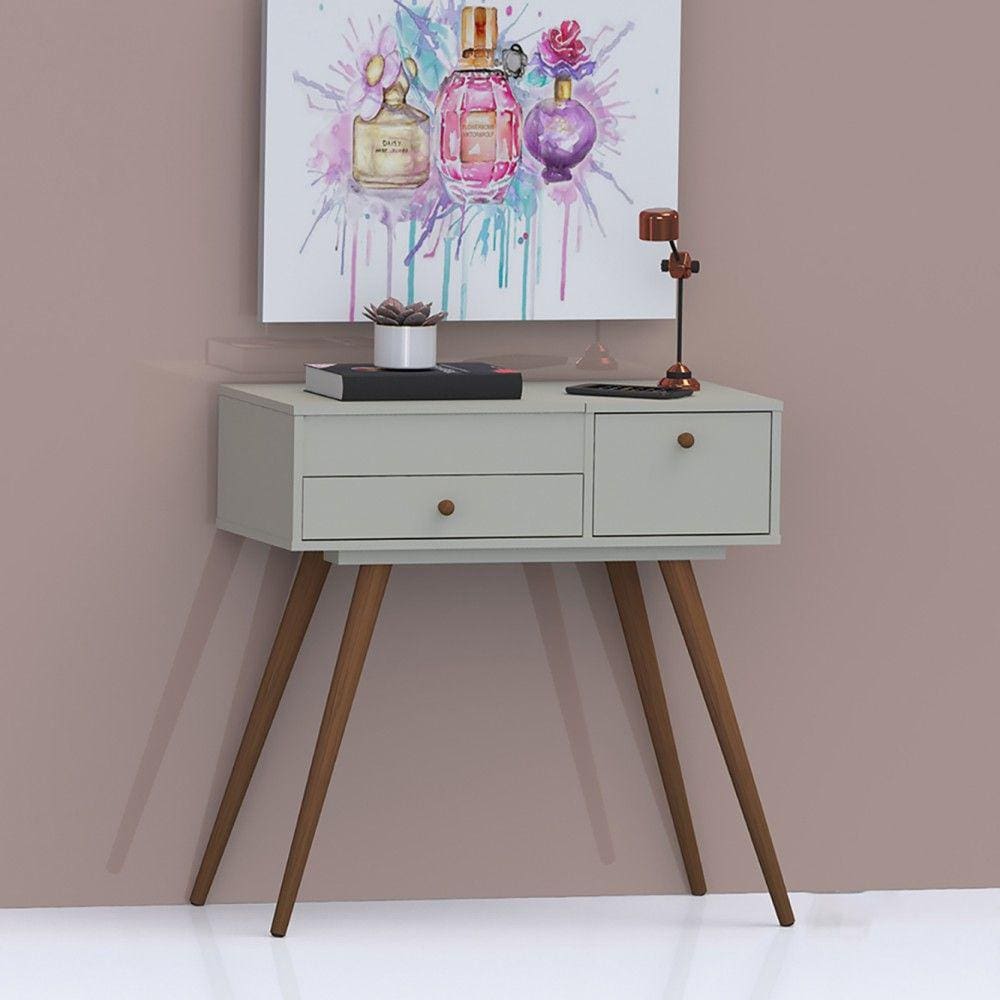 Penteadeira Retro Cristal 2 Gavetas Off White - Olivar Móveis