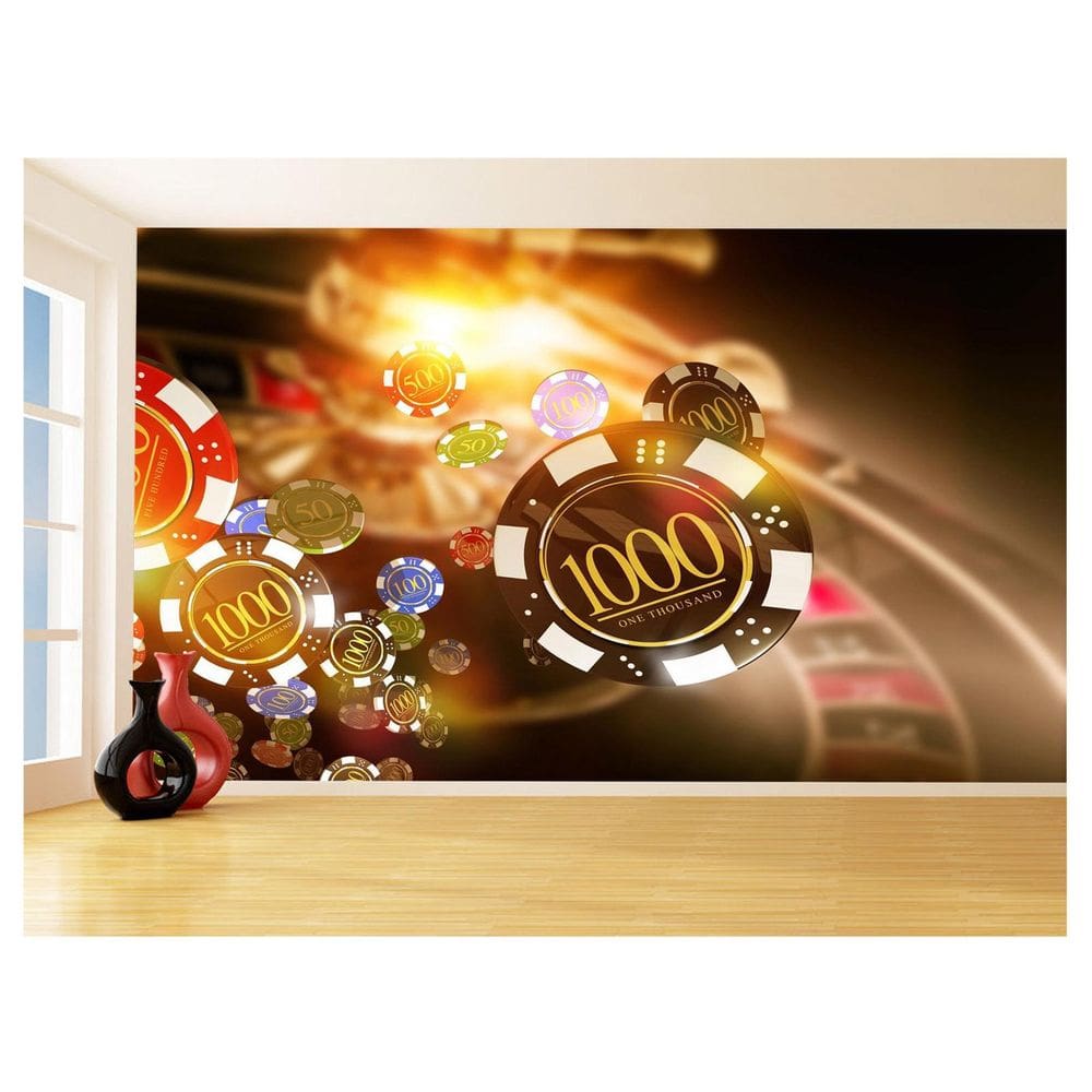 Papel De Parede Salão De Jogos Cassino Fichas 3,5M Jcs128