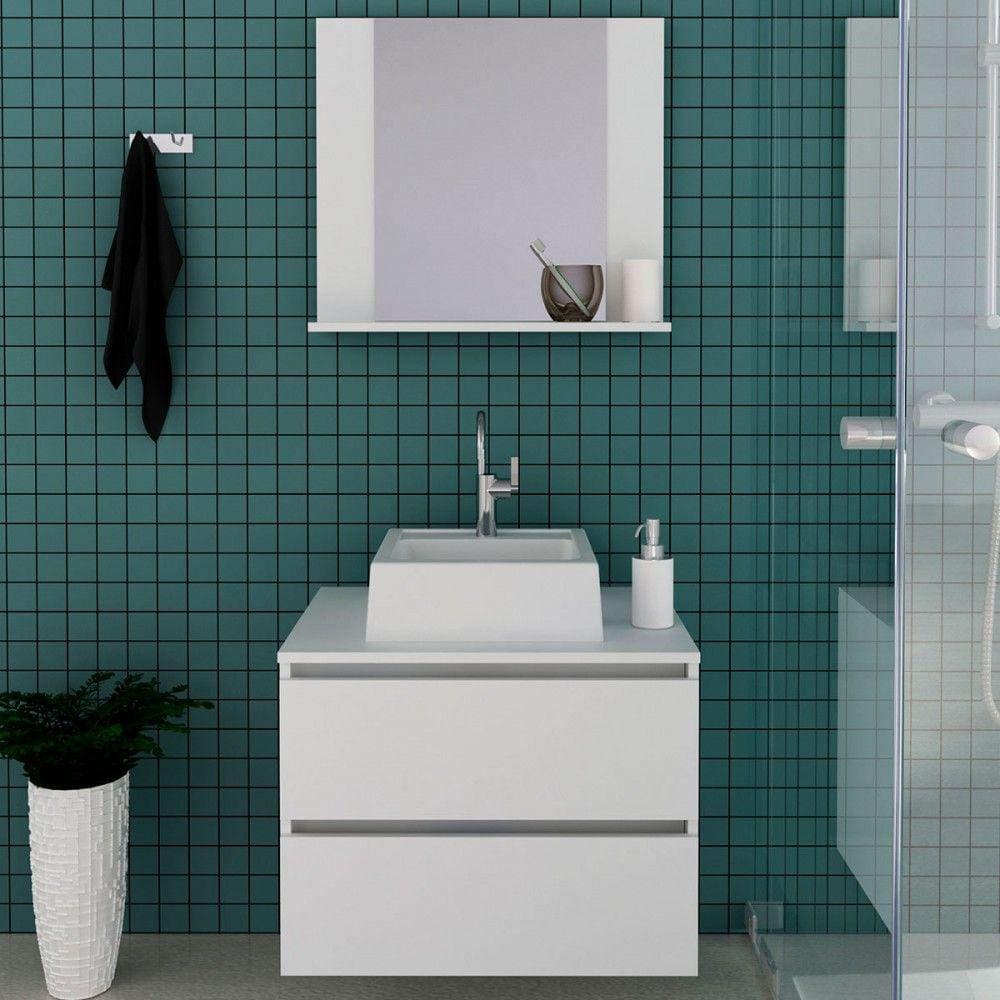 Armário de Banheiro com Cuba 2 Gavetas Branco Bn3624 - Tecno Mobili