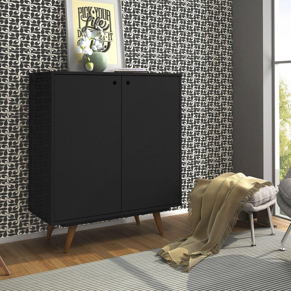 Sapateira Retro 50 2 Portas 10 Prateleiras Preto - Olivar Móveis