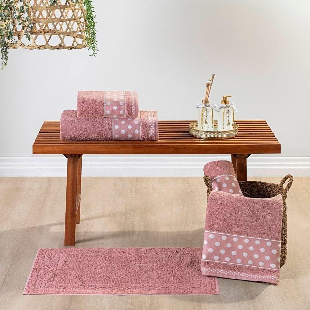 Jogo De Banho Petit Poa Algodão 5 Peças Rosa Cha