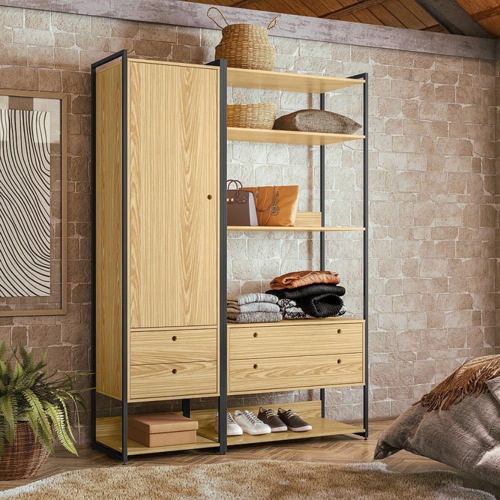 Closet Industrial Olivar Conjunto 1 Porta 4 Gavetas Pinus - Olivar Móveis