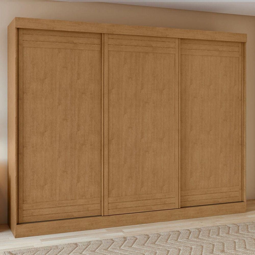 Guarda-Roupa Casal Nice 3 Portas 4 Gavetas Flex Amêndoa Clean/Off White - Móveis Lopas