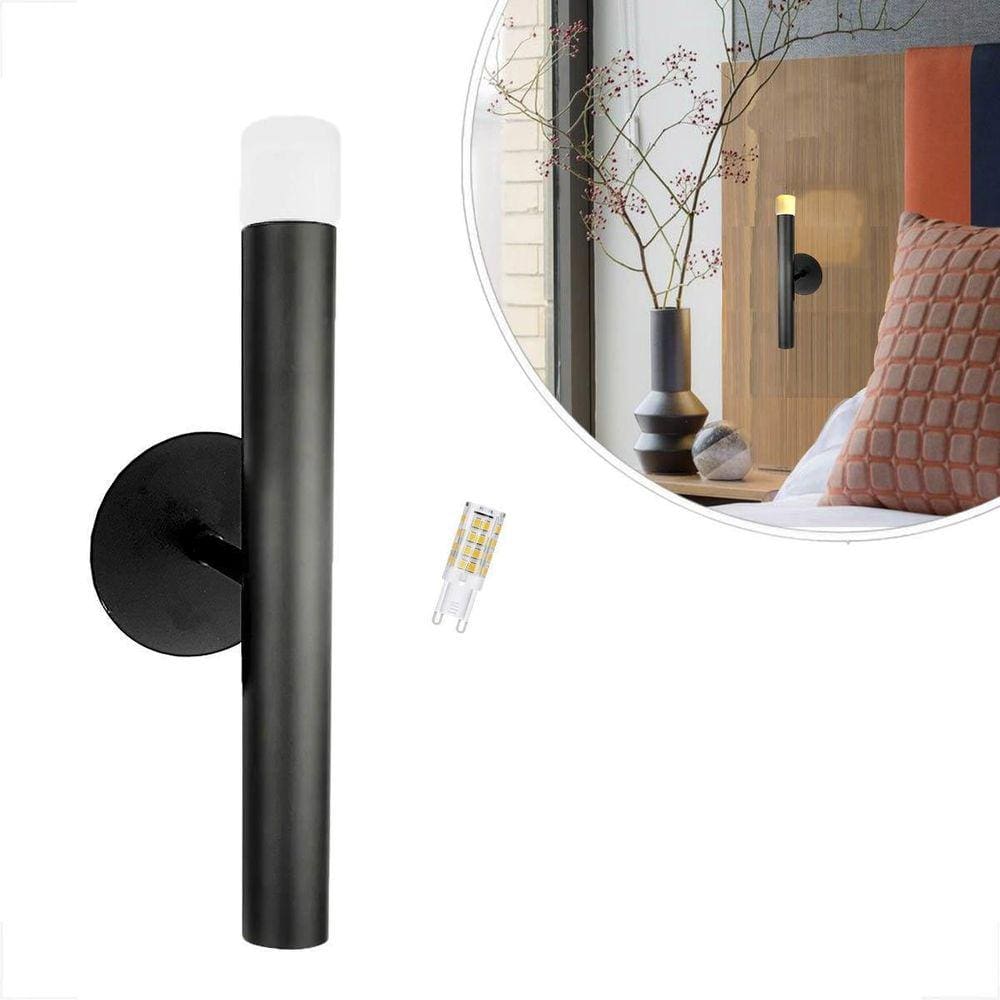 Arandela Interna Linear Preta Quarto Bet36 + Led