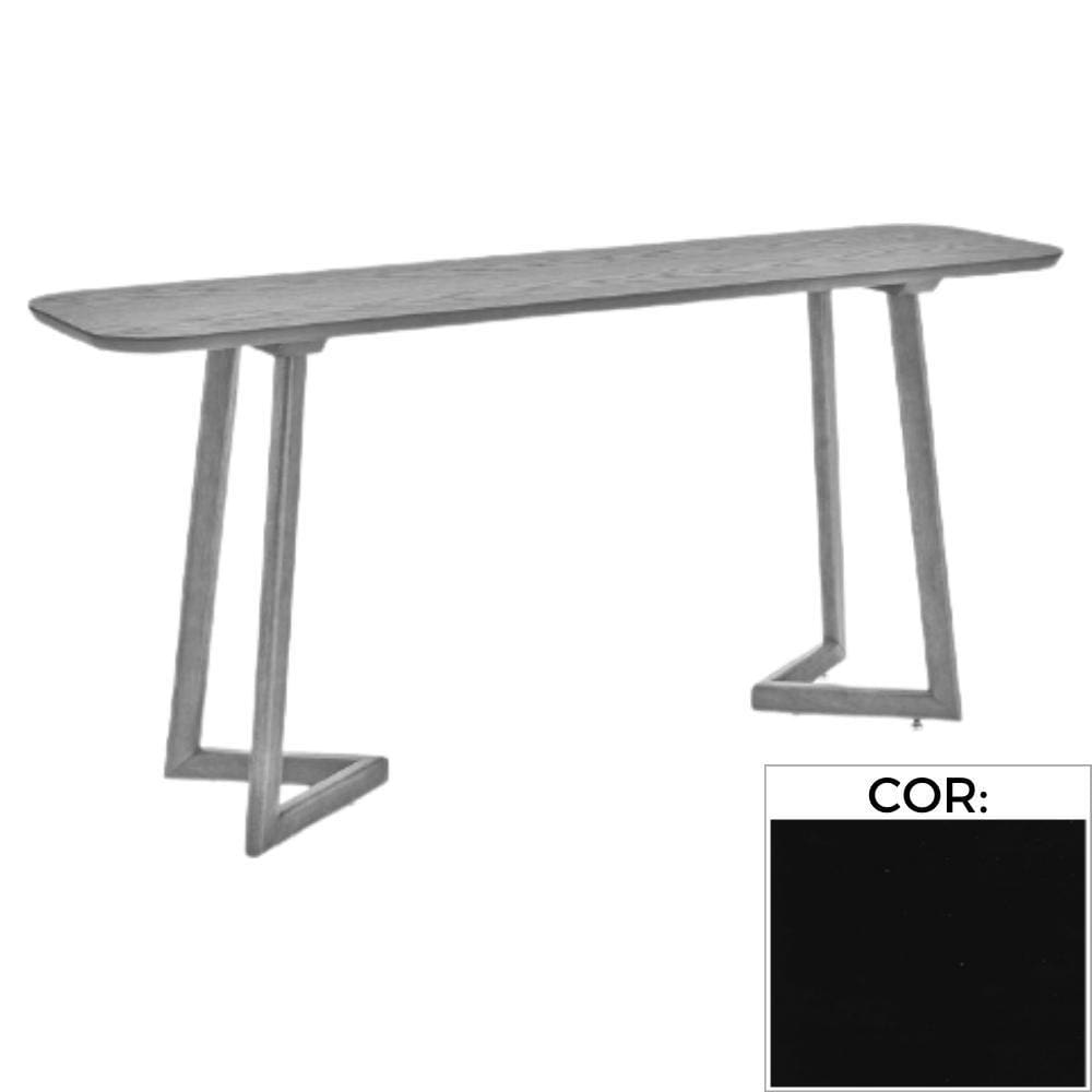 Aparador MH-5345 Herval 160 cm Madeira Laca Fosca Preta Vidro Preto Base Preta