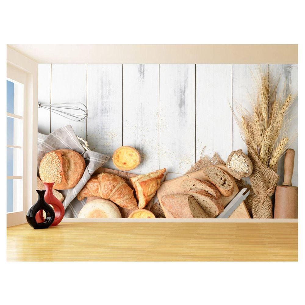 Papel De Parede 3D Alimentos Pão Pães Padaria 3,5M Al249
