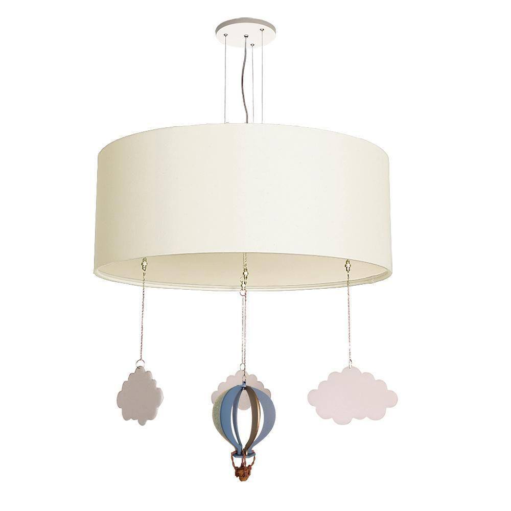Luminária Pendente Balão Branco - Tecido e MDF