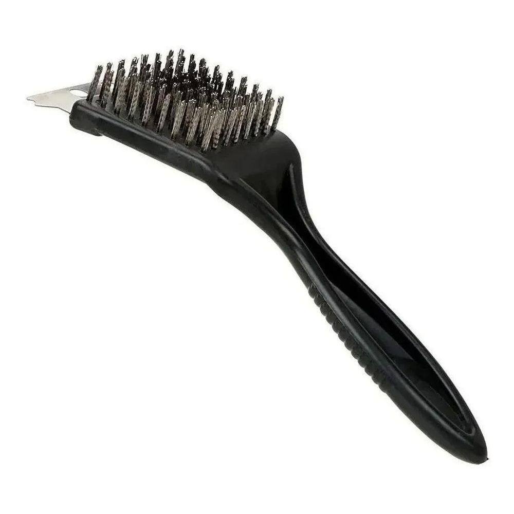 Escova Limpa Grelha De Churrasqueira Aço Com Raspador 30Cm