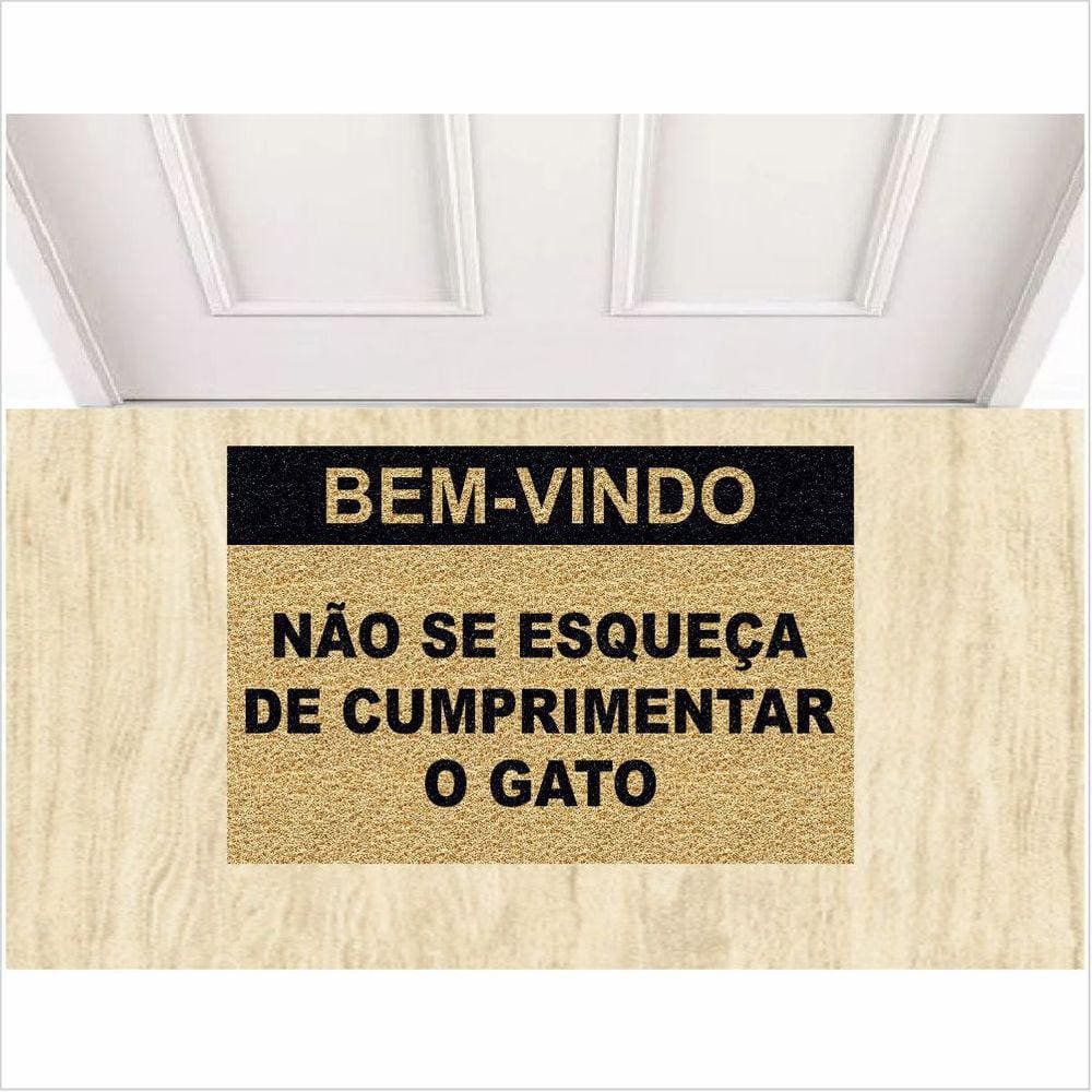 Tapete Bem Vindo Não Se Esqueça De Cumprimentar o Gato Pet.
