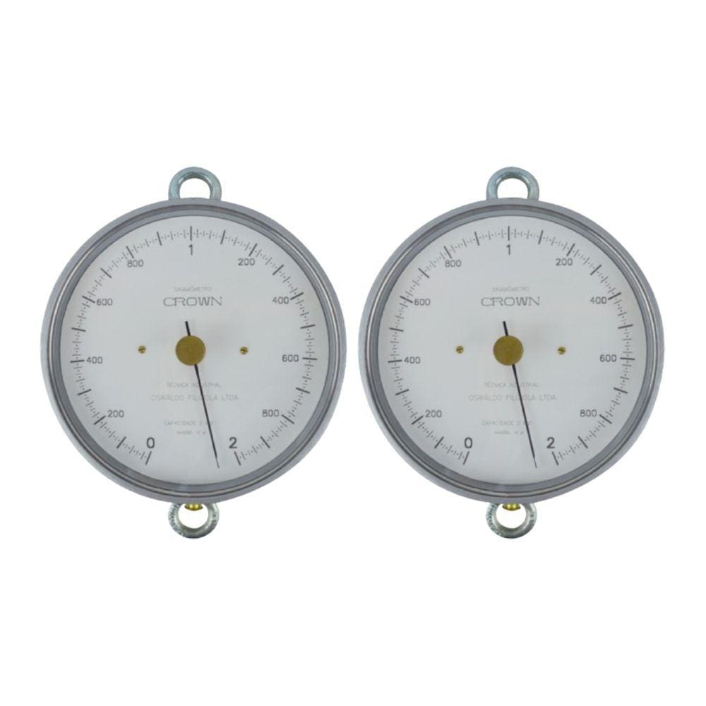 Kit 2 Dinamômetro Circular Faixa 0 A 2Kgf Força Analógico Tração Divisão 10Gf Alumínio Ar-2 Portátil Instrutherm