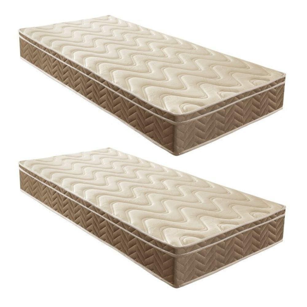 Kit com 2 Colchões Solteiro Unique Anatômico D28 25x88x188cm Rustico Bege