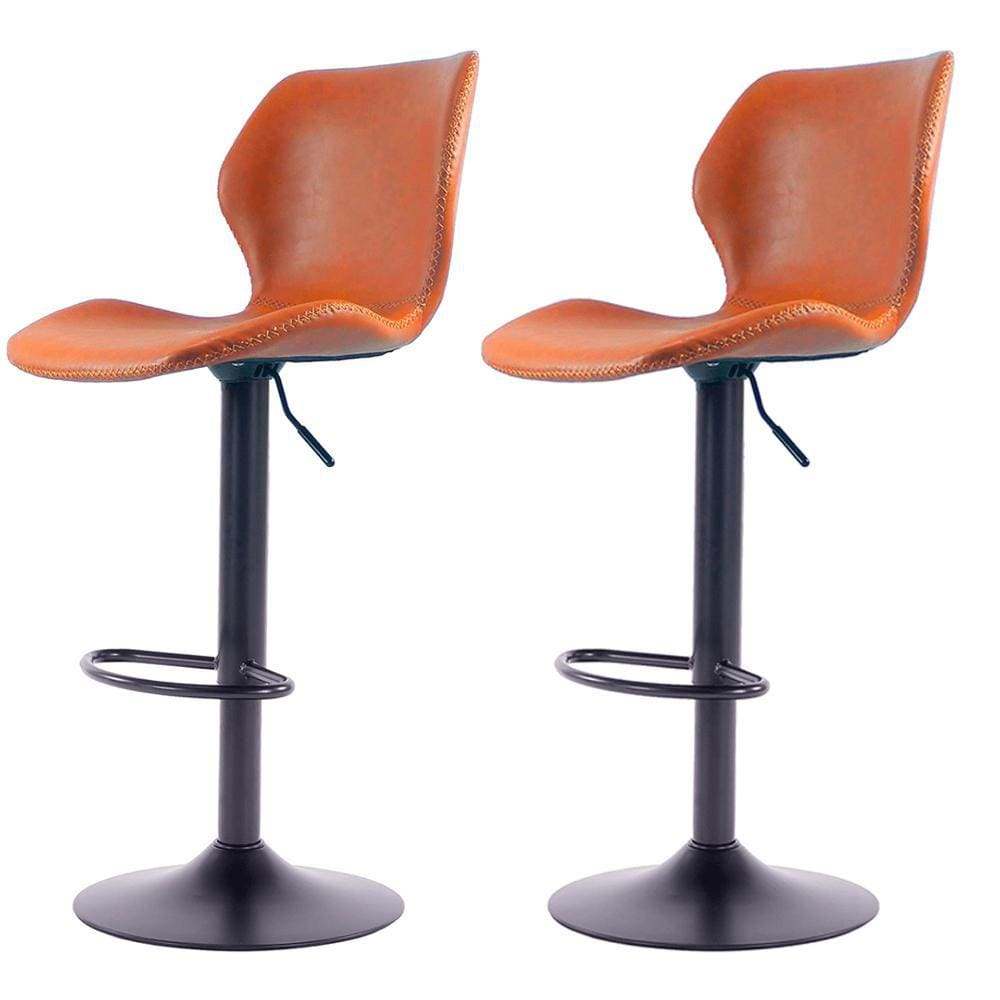 Kit 2 Banquetas Giratórias Bristol Itajaí Fratini 110 cm (altura) PU Cor Caramelo Base Disco Preta